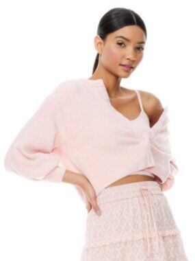 Alice + Olivia Slyvie Cardigan and Rhea tank in English Rose pink $445